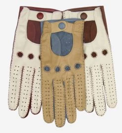 CA4123 (cream/brown) - Women's Two-toned Leather Driving Gloves -Fratelli Orsini Shop ca4123
