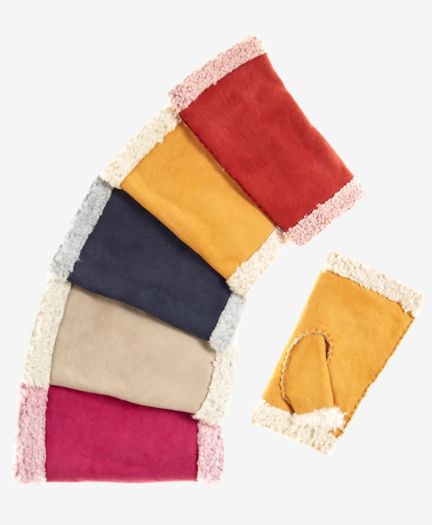 CA4163 (cranberry) - Women's Italian Lamb Shearling Fingerless Gloves 4 CA4163 (cranberry) - Women's Italian Lamb Shearling Fingerless Gloves - Image 4