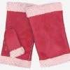 CA4163 (cranberry) - Women's Italian Lamb Shearling Fingerless Gloves