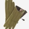 CA4348 (olive) - Women's Italian Cashmere Lined Leather Gloves With Side Zipper