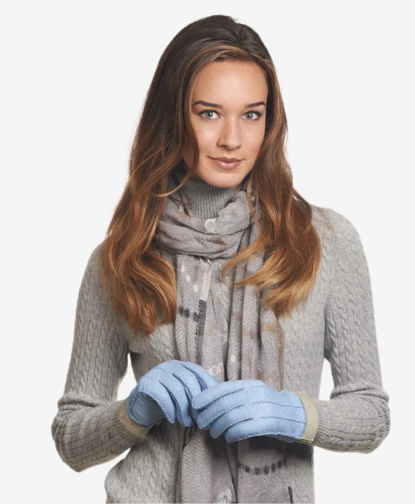 CA4384 (sky) - Women's Italian Cashmere Lined Peccary Gloves 3 CA4384 (sky) - Women's Italian Cashmere Lined Peccary Gloves - Image 3