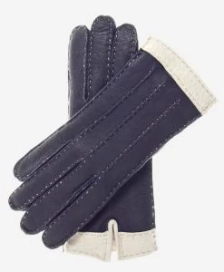 CA4384 (navy) - Women's Italian Cashmere Lined Peccary Gloves