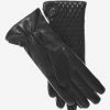 CA4439 (black) - Women's Quilted Leather Gloves With Cashmere Lining