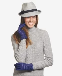 CA4439 (blue) - Women's Quilted Leather Gloves With Cashmere Lining -Fratelli Orsini Shop ca4439 b l
