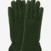 CA4439 (green) - Women's Quilted Leather Gloves With Cashmere Lining
