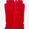 CA4439 (red) - Women's Quilted Leather Gloves With Cashmere Lining