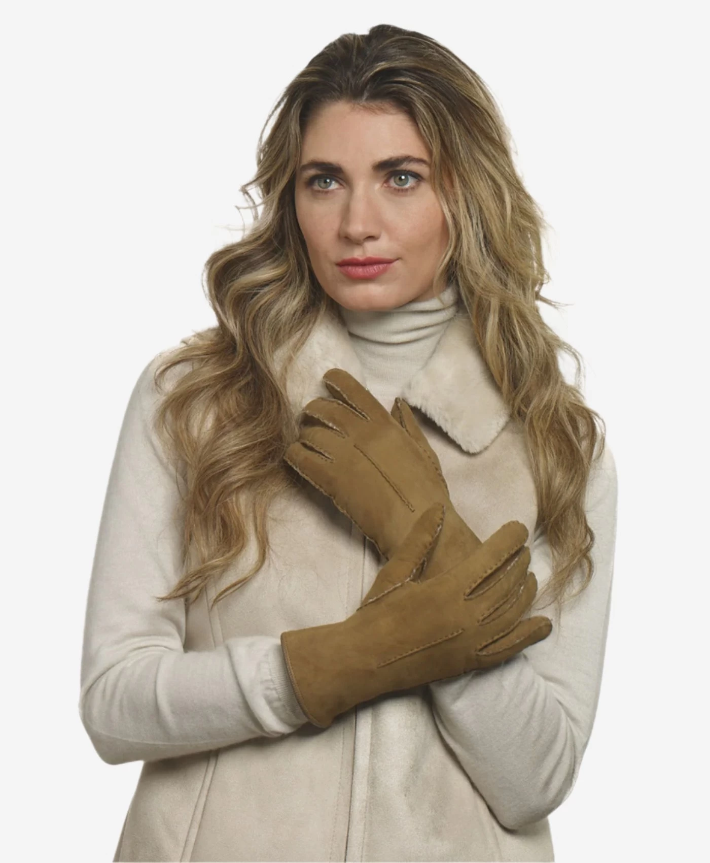 CA4465 (hazel) - Women's Italian Handsewn Sueded Lamb Shearling Gloves 3 CA4465 (hazel) - Women's Italian Handsewn Sueded Lamb Shearling Gloves - Image 3