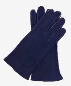 CA4465 (navy) - Women's Italian Handsewn Sueded Lamb Shearling Gloves