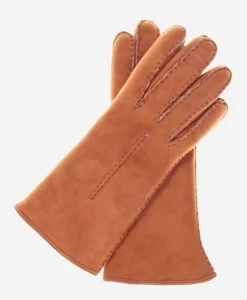 CA4465 (saddle) - Women's Italian Handsewn Sueded Lamb Shearling Gloves