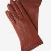 CA4534 (medium Brown) - Women's Unlined Dress Leather Gloves With "lace-work" Cuff