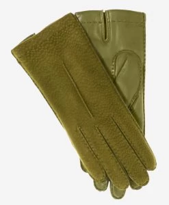 CA4538 (moss) - Handsewn Italian Cashmere Lined Women's Carpincho Dress Gloves