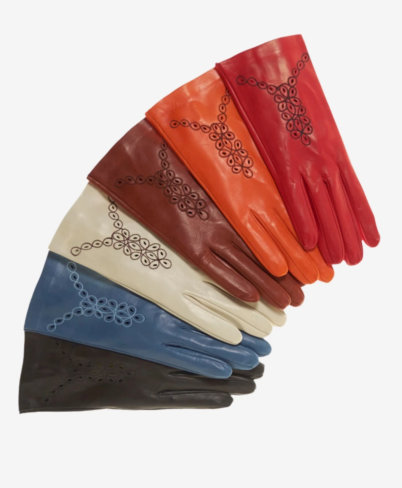 CA4539 (orange) - Women's Unlined Dress Leather Gloves With "lace-work" Design 3 CA4539 (orange) - Women's Unlined Dress Leather Gloves With "lace-work" Design - Image 3