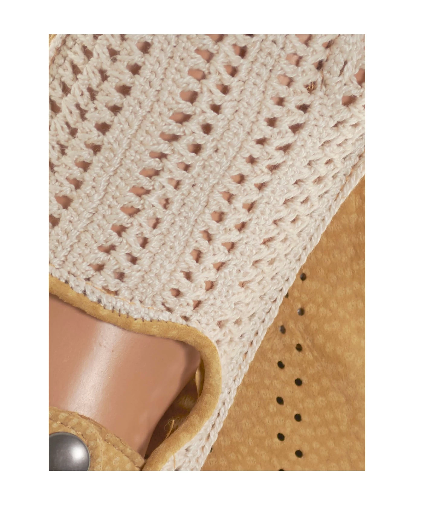 CA4620 (tan) - Women's Crochet And Carpincho Leather Driving Gloves 3 CA4620 (tan) - Women's Crochet And Carpincho Leather Driving Gloves - Image 3