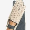 CA4620 (jeans) - Women's Crochet And Carpincho Leather Driving Gloves