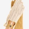 CA4620 (tan) - Women's Crochet And Carpincho Leather Driving Gloves