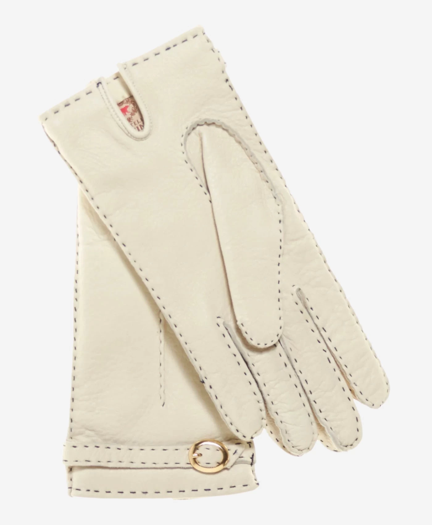 CA4661 (cream) - Women's Handsewn Cashmere Lined Deerskin Gloves With Distinctive Strap And Buckle 2 CA4661 (cream) - Women's Handsewn Cashmere Lined Deerskin Gloves With Distinctive Strap And Buckle - Image 2