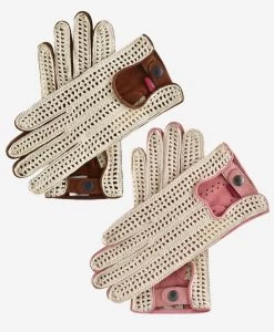 CA4916 (pink) - Hand-sewn Italian Crochet Driving Gloves From Lambskin Leather -Fratelli Orsini Shop ca4916 l