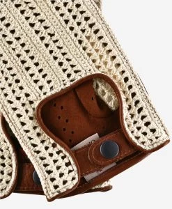 CA4916 (brown) - Hand-sewn Italian Crochet Driving Gloves From Lambskin Leather -Fratelli Orsini Shop ca4916brn 2 l