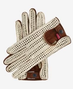 CA4916 (brown) - Hand-sewn Italian Crochet Driving Gloves From Lambskin Leather