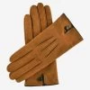 CA4941 (brown) - Women's Handsewn Cashmere Lined Suede Gloves With Distinctive Details
