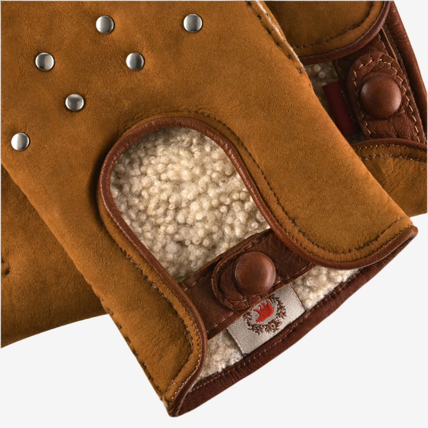 CA4956 (cognac) - Women’s Suede Driving Gloves With Lambswool Lining & Metal Studs 3 CA4956 (cognac) - Women’s Suede Driving Gloves With Lambswool Lining & Metal Studs - Image 3