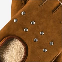 CA4956 (cognac) - Women’s Suede Driving Gloves With Lambswool Lining & Metal Studs 12 CA4956 (cognac) - Women’s Suede Driving Gloves With Lambswool Lining & Metal Studs -Fratelli Orsini Shop ca4956 3 l