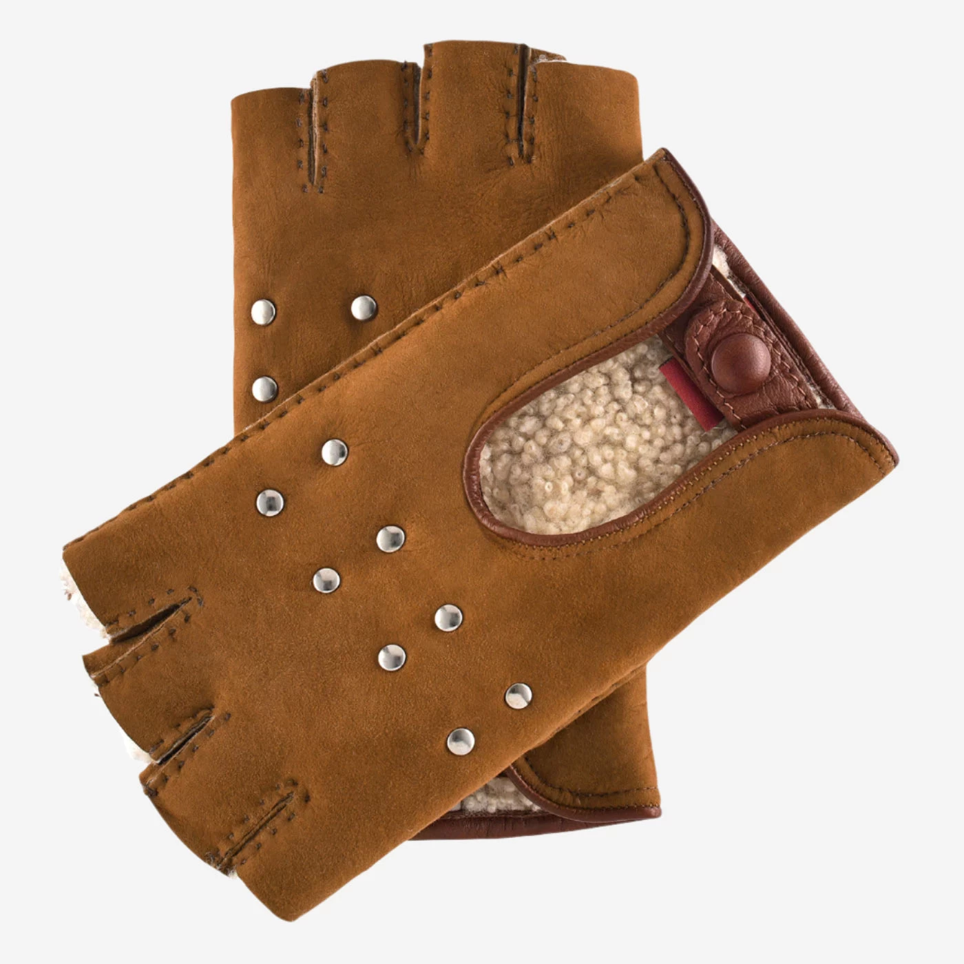 CA4956 (cognac) - Women’s Suede Driving Gloves With Lambswool Lining & Metal Studs 1 CA4956 (cognac) - Women’s Suede Driving Gloves With Lambswool Lining & Metal Studs