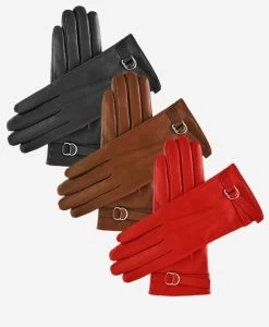 CA4987 (red) - Women's Italian Leather Lambskin Gloves With Strap -Fratelli Orsini Shop ca4987 l