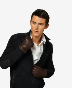 CC3104 (brown) - Men's Handsewn Cashmere Lined Leather Gloves -Fratelli Orsini Shop cc3104brn v2 l