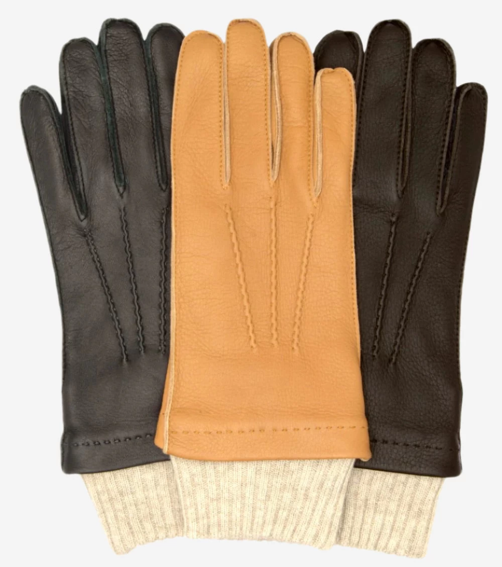 CC3115 (saddle) - Men's Italian Deerskin Leather Gloves With Cashmere Lining 5 CC3115 (saddle) - Men's Italian Deerskin Leather Gloves With Cashmere Lining - Image 5