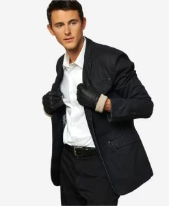 CC3115 (black) - Men's Italian Deerskin Leather Gloves With Cashmere Lining -Fratelli Orsini Shop cc3115blk v1 l