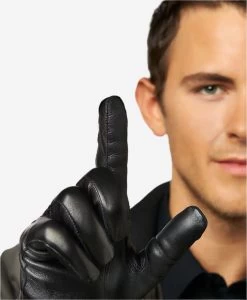 CC3301 (black) - Men's Italian Cashmere Lined Touchscreen Leather Gloves 16 CC3301 (black) - Men's Italian Cashmere Lined Touchscreen Leather Gloves -Fratelli Orsini Shop cc3301blk v2 l
