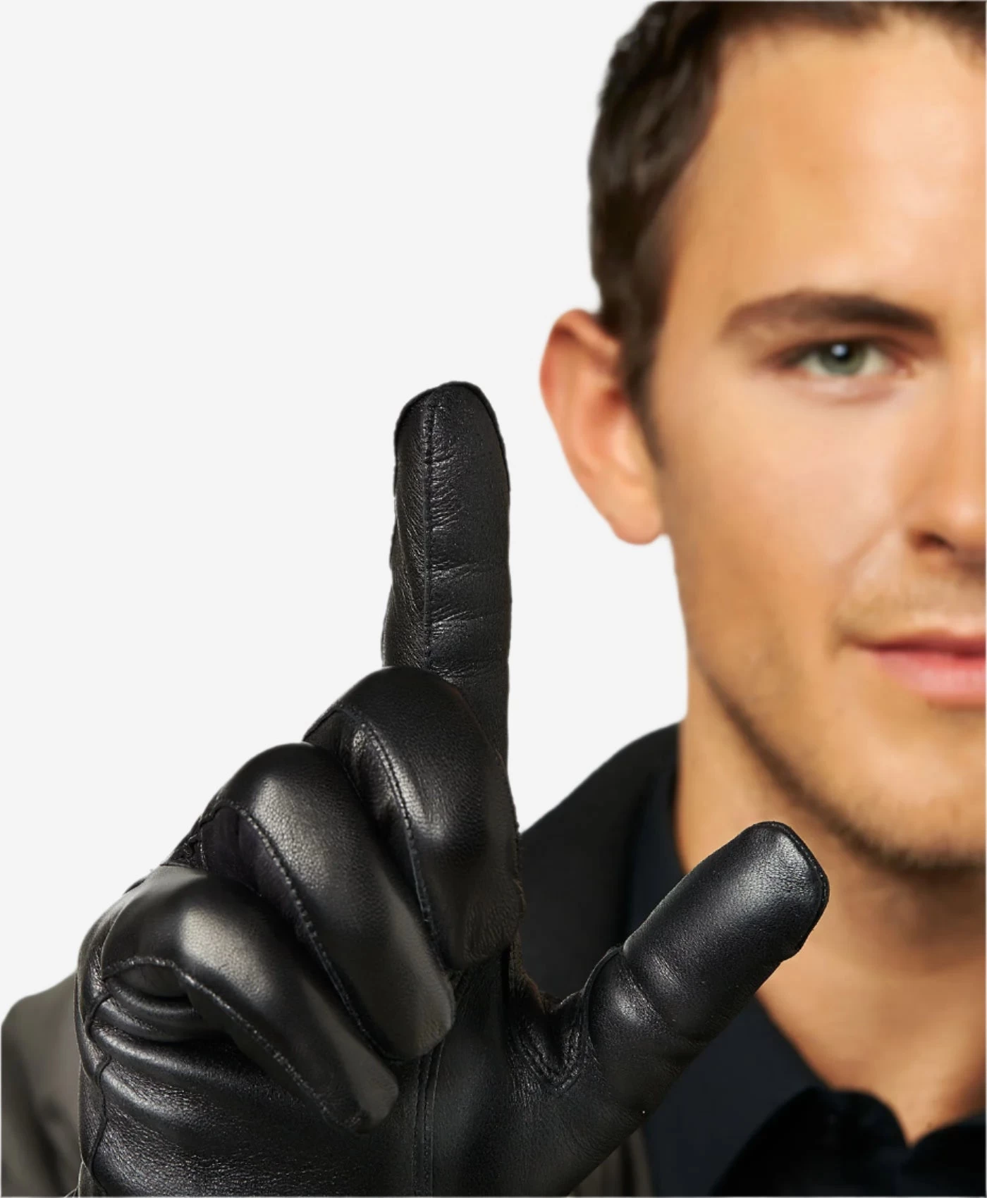 CC3301 (black) - Men's Italian Cashmere Lined Touchscreen Leather Gloves 6 CC3301 (black) - Men's Italian Cashmere Lined Touchscreen Leather Gloves - Image 6