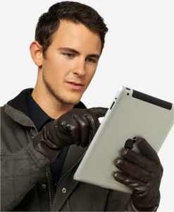 CC3301 (brown) - Men's Italian Cashmere Lined Touchscreen Leather Gloves