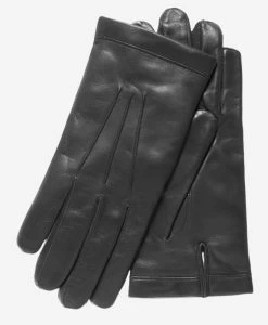 CC3303 (black) - Men's Italian Cashmere Lined Leather Gloves With Longer Fingers