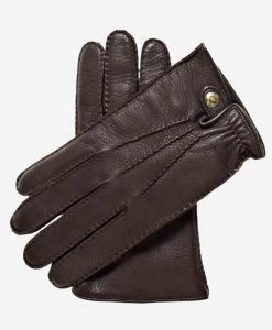 CC3305 (dark Brown) - Men's Italian Cashmere Lined Deerskin Gloves