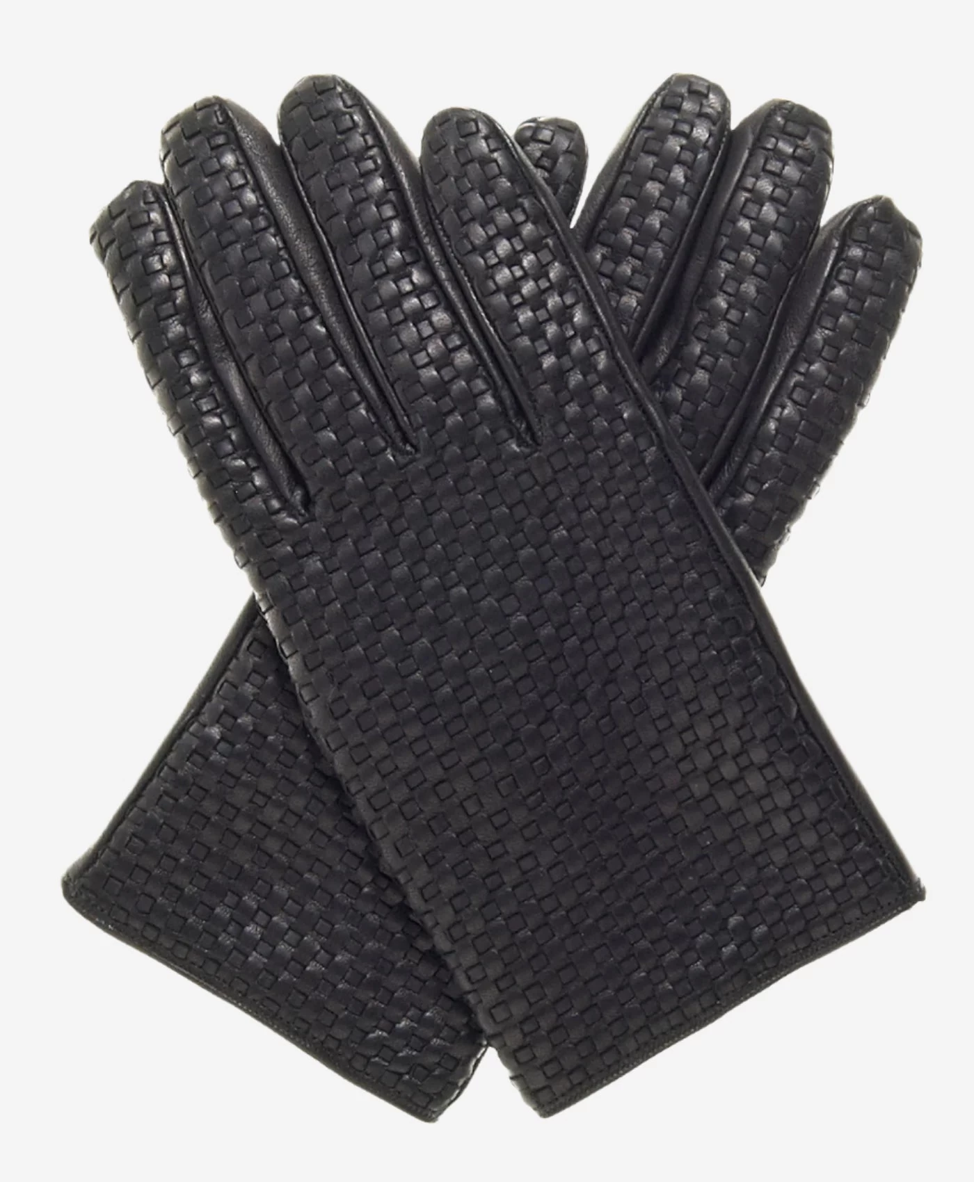 CC3339 (black) - Men's Woven Leather Gloves With Cashmere Lining 1 CC3339 (black) - Men's Woven Leather Gloves With Cashmere Lining