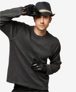 CC3341 (black) - Men's Italian Cashmere Lined Leather Gloves -Fratelli Orsini Shop cc3341 v1 l