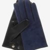 CC3414 (blue/black) - Men's Suede And Lambskin Gloves With Cashmere Lining With Snap