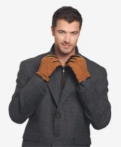 CC3434 (brown) - Men's Suede And Lambskin Gloves With Cashmere Lining -Fratelli Orsini Shop cc3434 b s