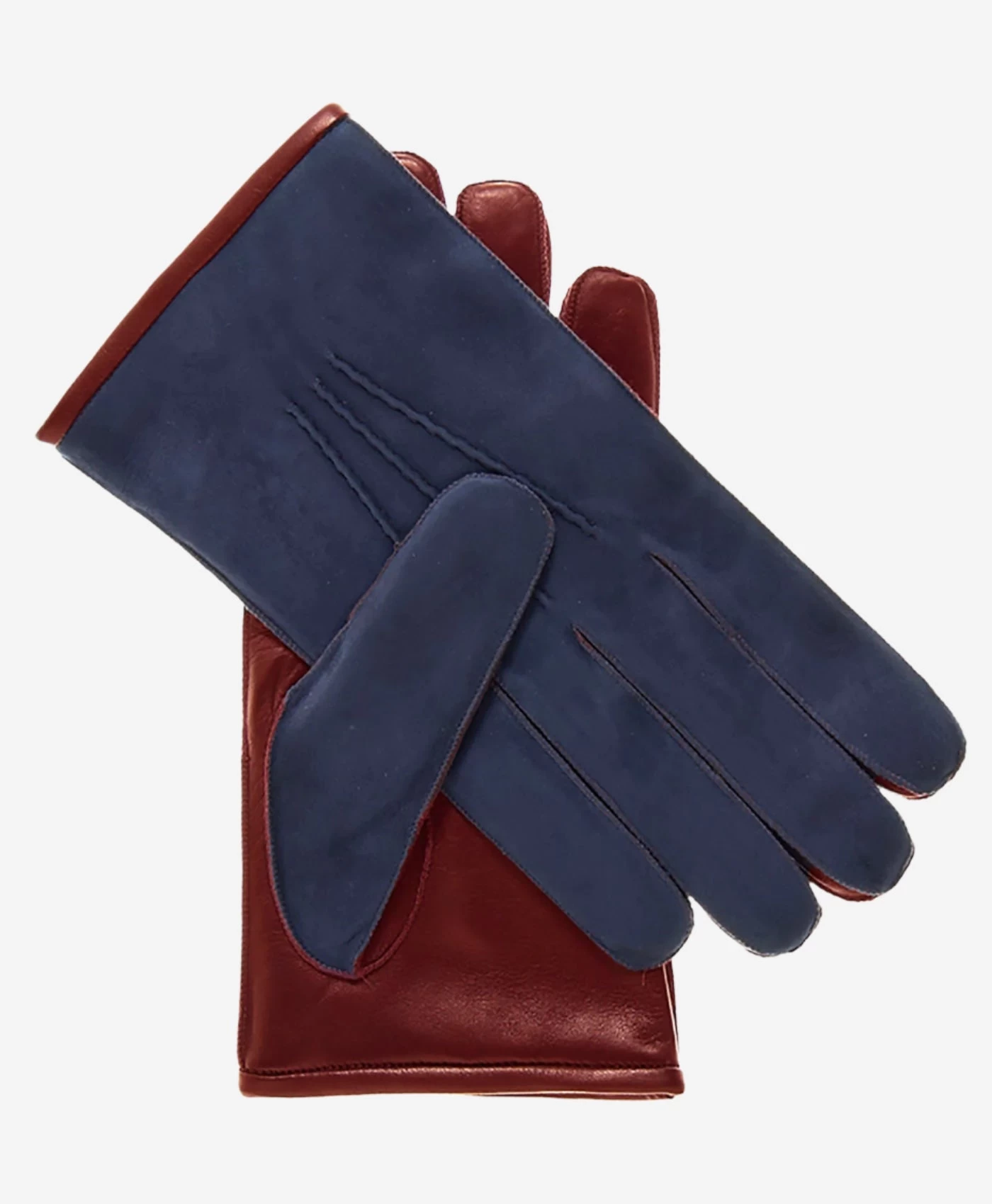 CC3434 (blue/cordovan) - Men's Suede And Lambskin Gloves With Cashmere Lining 1 CC3434 (blue/cordovan) - Men's Suede And Lambskin Gloves With Cashmere Lining