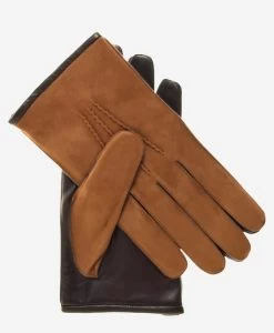 CC3434 (brown) - Men's Suede And Lambskin Gloves With Cashmere Lining