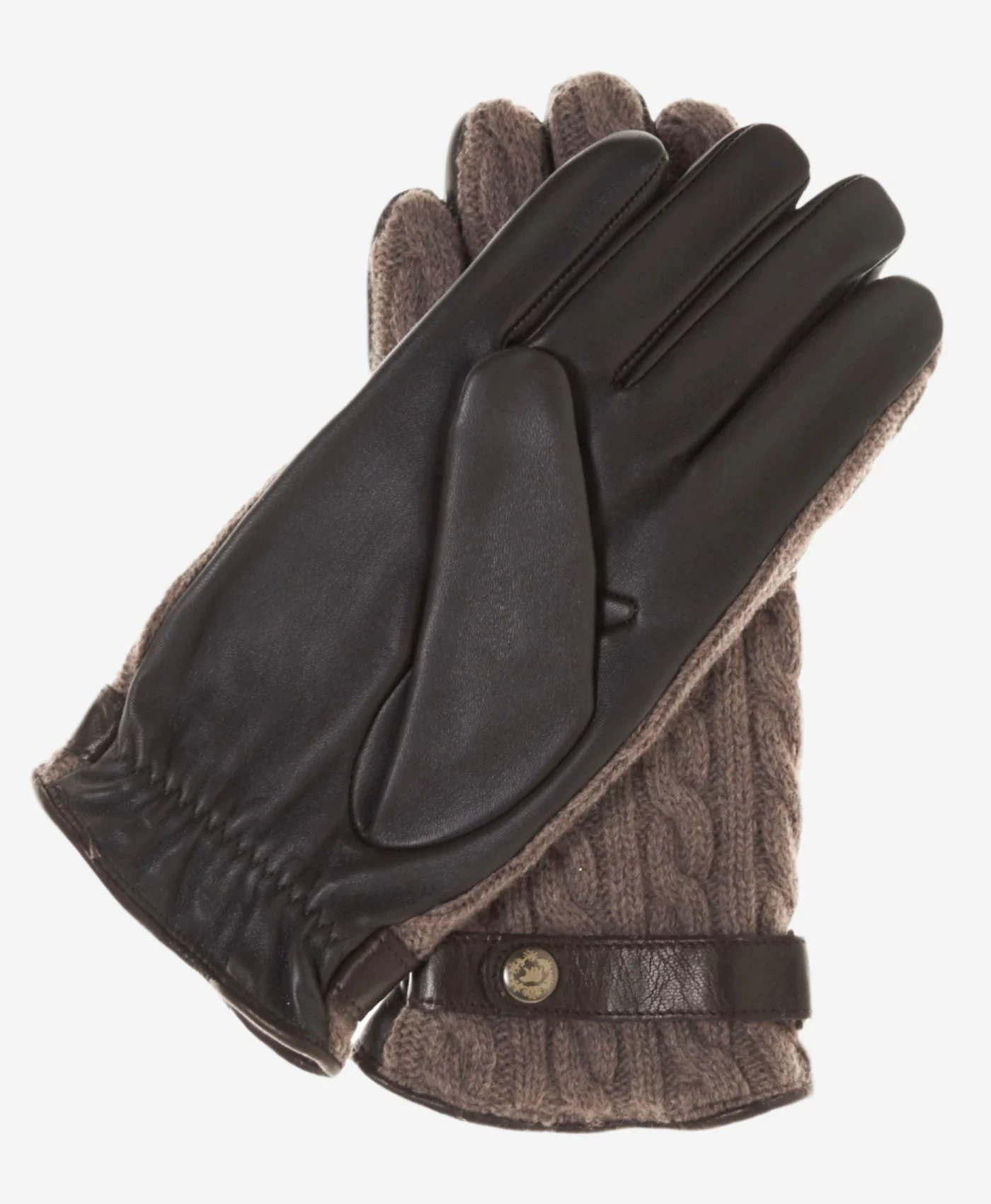 CC3510 (brown) - Men's Italian Cable Knit Cashmere And Leather Winter Gloves 2 CC3510 (brown) - Men's Italian Cable Knit Cashmere And Leather Winter Gloves - Image 2