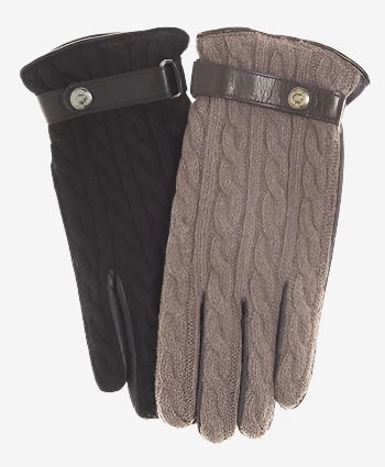 CC3510 (brown) - Men's Italian Cable Knit Cashmere And Leather Winter Gloves 1 CC3510 (brown) - Men's Italian Cable Knit Cashmere And Leather Winter Gloves