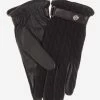 CC3510 (black) - Men's Italian Cable Knit Cashmere And Leather Winter Gloves