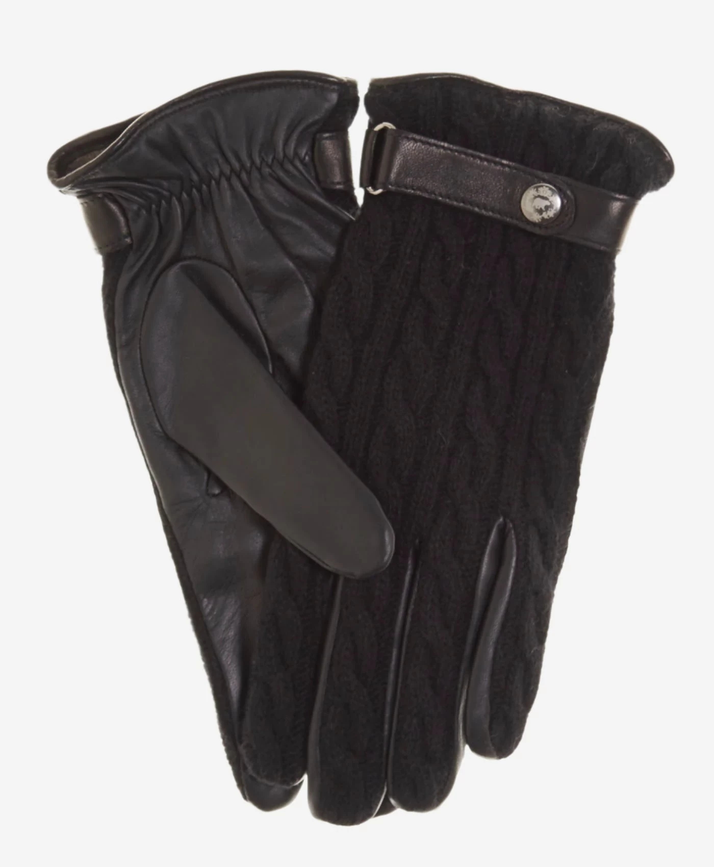 CC3510 (black) - Men's Italian Cable Knit Cashmere And Leather Winter Gloves 1 CC3510 (black) - Men's Italian Cable Knit Cashmere And Leather Winter Gloves
