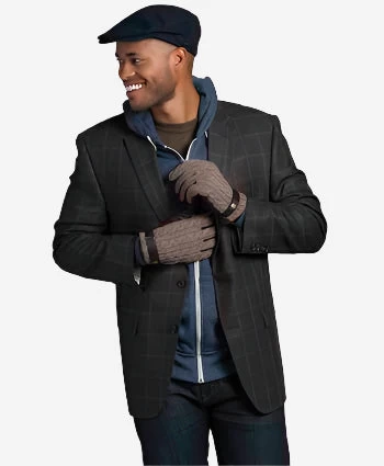 CC3510 (brown) - Men's Italian Cable Knit Cashmere And Leather Winter Gloves 4 CC3510 (brown) - Men's Italian Cable Knit Cashmere And Leather Winter Gloves - Image 4