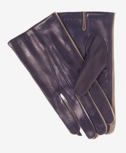 CC3592 (blue) - Men's Italian Leather Gloves With Two-Tone Contrast Colors