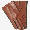 CC3592 (brown) - Men's Italian Leather Gloves With Two-Tone Contrast Colors