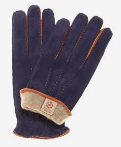 Fratelli Orsini Shop 25 CC3640 (blue) - Men's Handsewn Suede And Lambskin Gloves With Italian Cashmere Lining